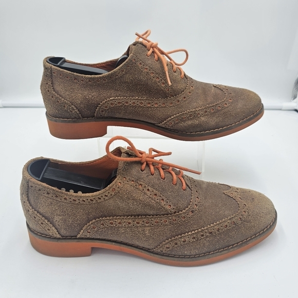 Cole Haan Shoes - Cole Haan Alisa LunarGrand Wingtip Oxford Brown Suede Orange Sole  Size 6.5 B
